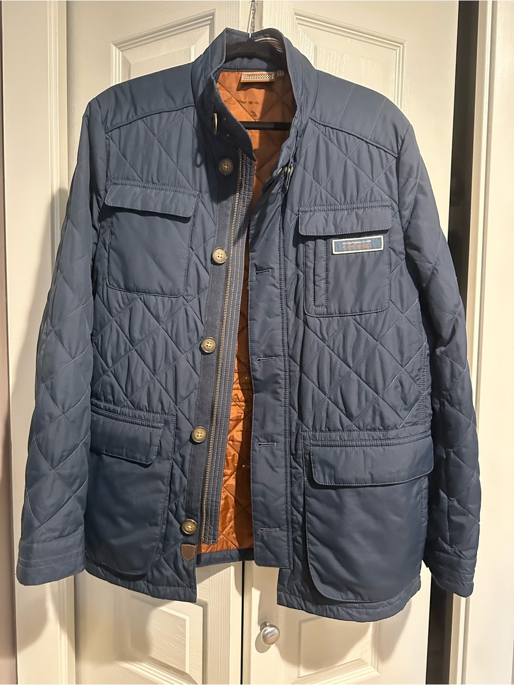 Porsche Design Quilted Navy Jacket with Orange Lining